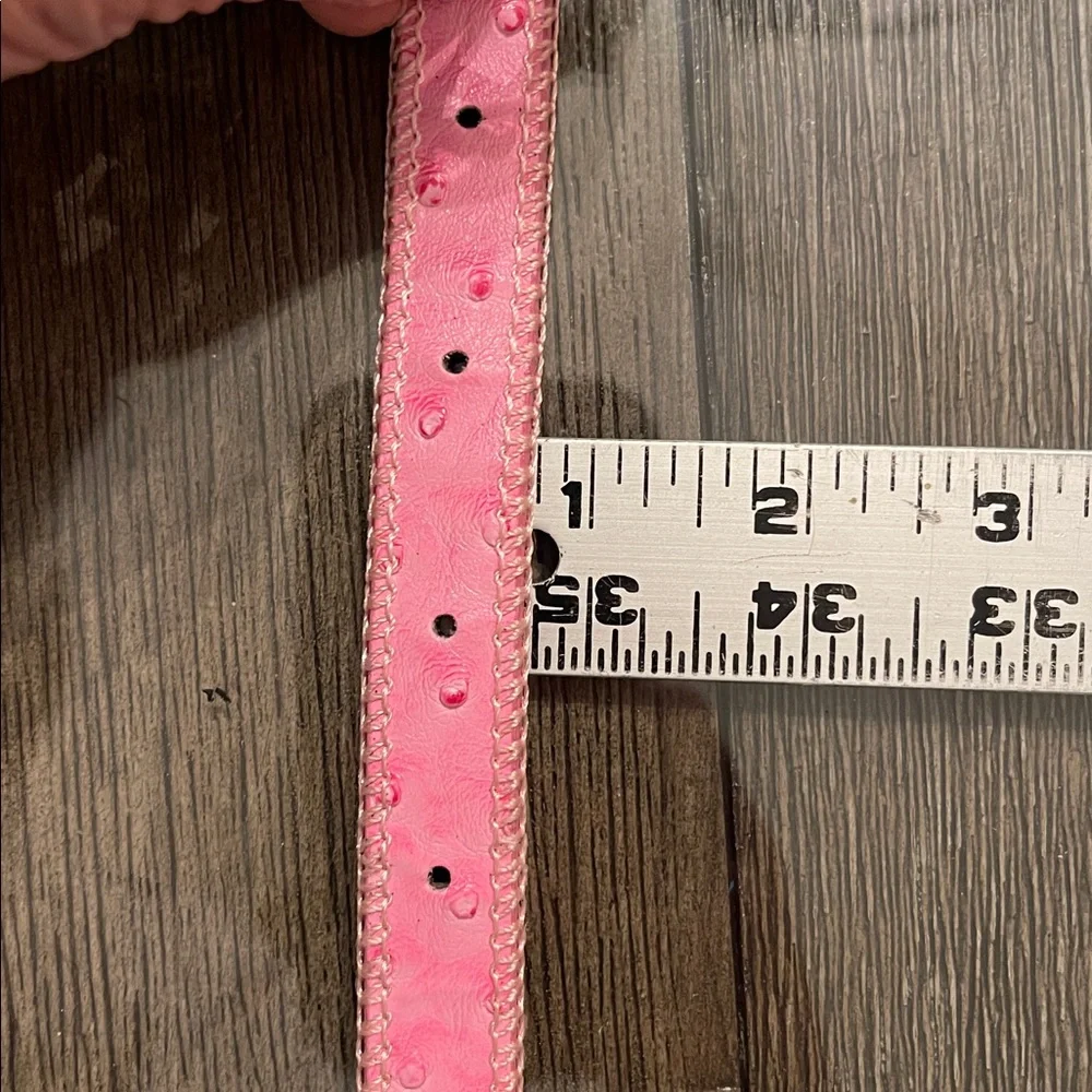 SHYANNE GIRL'S OSTRICH PRINT RHINESTONE BELT Pink Rhinestone Studded Belt